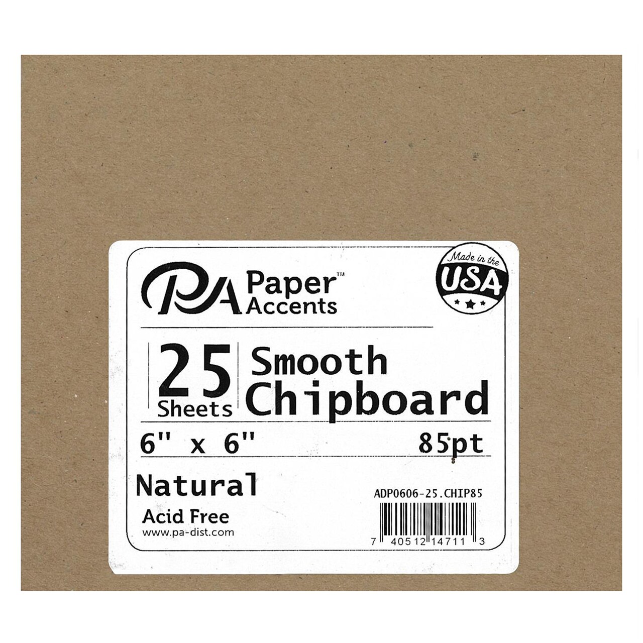 Accent Design Paper Accents Chipboard Squares - 6" x 6" Extra Heavy 85pt Natural, 25 Pack - Extra Thick Chipboard for Albums, Journals, Die Cutting, Book Covers & Craft Projects - Recycled Paper